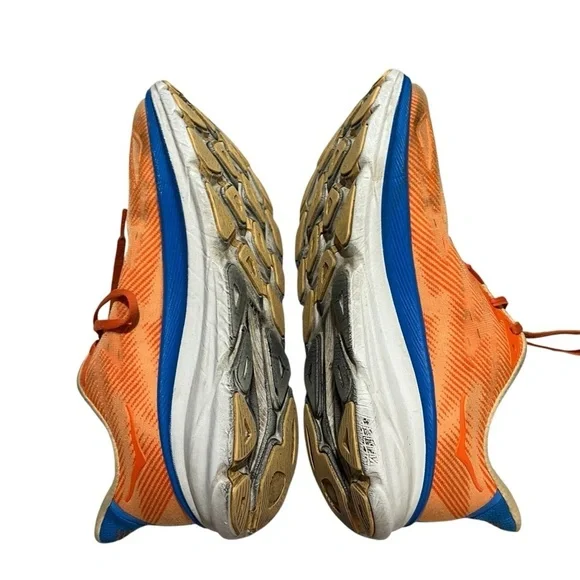 Hoka Clifton 9 Men’s Running Shoe Blue Vibrant Orange Meta Rocker Sneakers - Picture 7 of 10